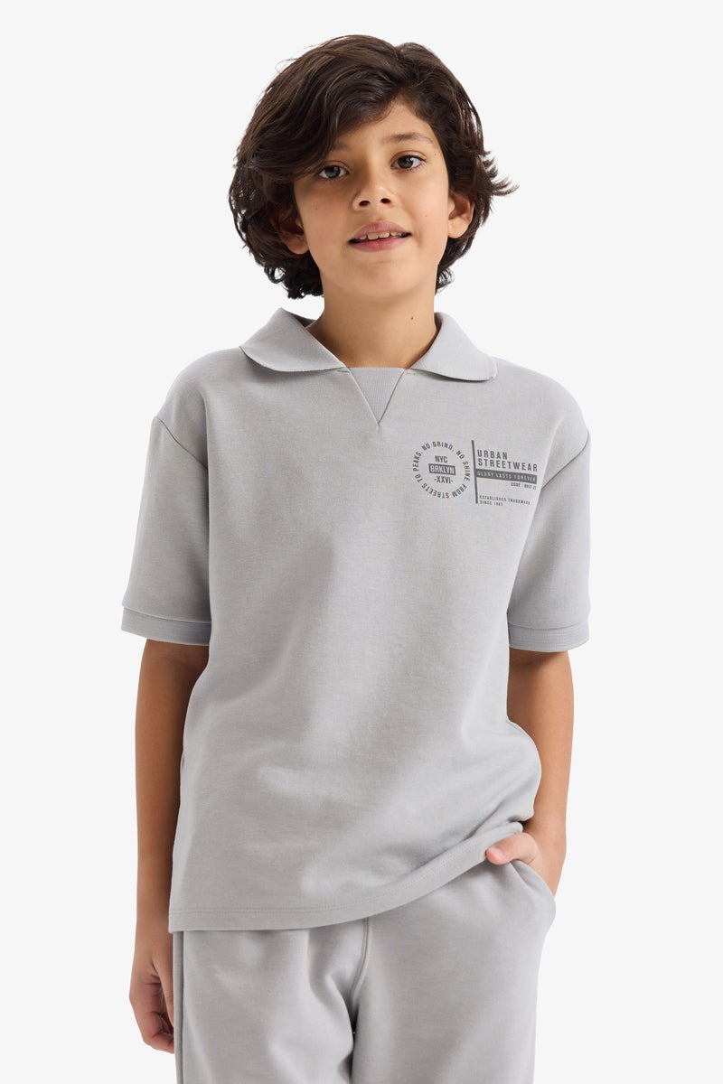 DeFacto Grey Boy Boy Polo T-shirt Pants 2 Piece Set Casual - Image 2